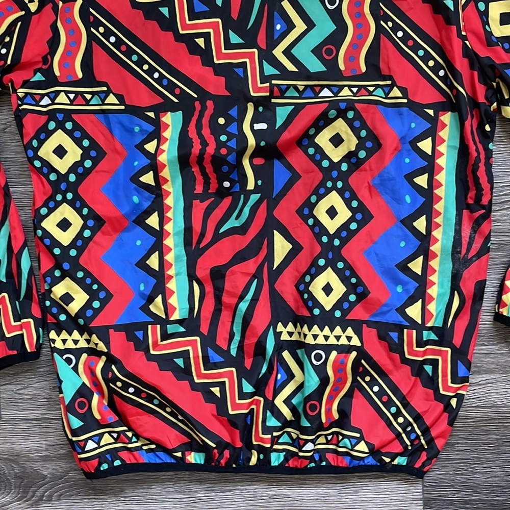 Reason the Label | Unity Red 1980s Maximalist Print Hooded Windbreaker 1/4 Zip - Picture 6 of 12